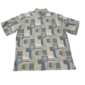 Tori Richard Silk Shirt Mens 2XL XXL Short Sleeve Button Down Geometric Hawaiian